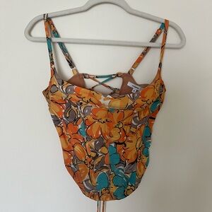 Miaou V Corset Top in Parisian Flower Orange | Size M